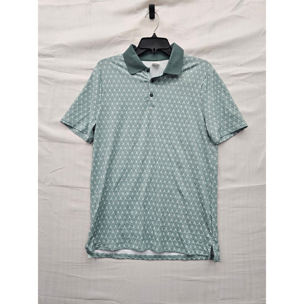 All in Motion Mens Tennis Textured Polo Shirt Green Poly Blend Athletic Size S